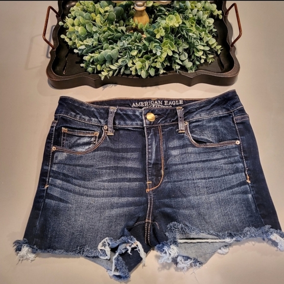 American Eagle AEO Denim Shorts Sz 10 Super Stretch Skinny - Picture 1 of 9